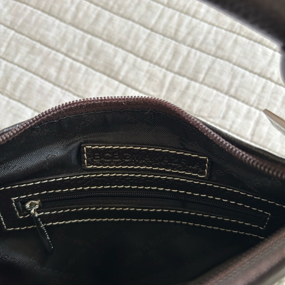 BCBG Y2K rare quilted, off-white, brown leather shoulder bagette small - Picture 9 of 16